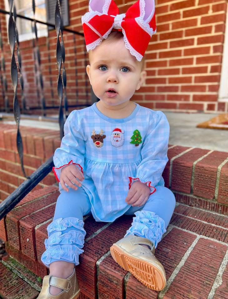 RTS: Festive French Knot- Girls Knit Legging Set (No Monogram)