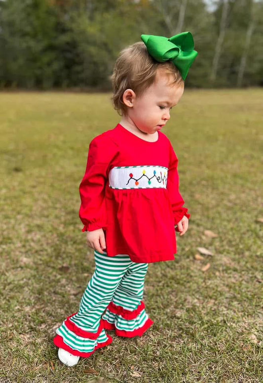 RTS: Smocked Lights- Girls Knit Pant Set