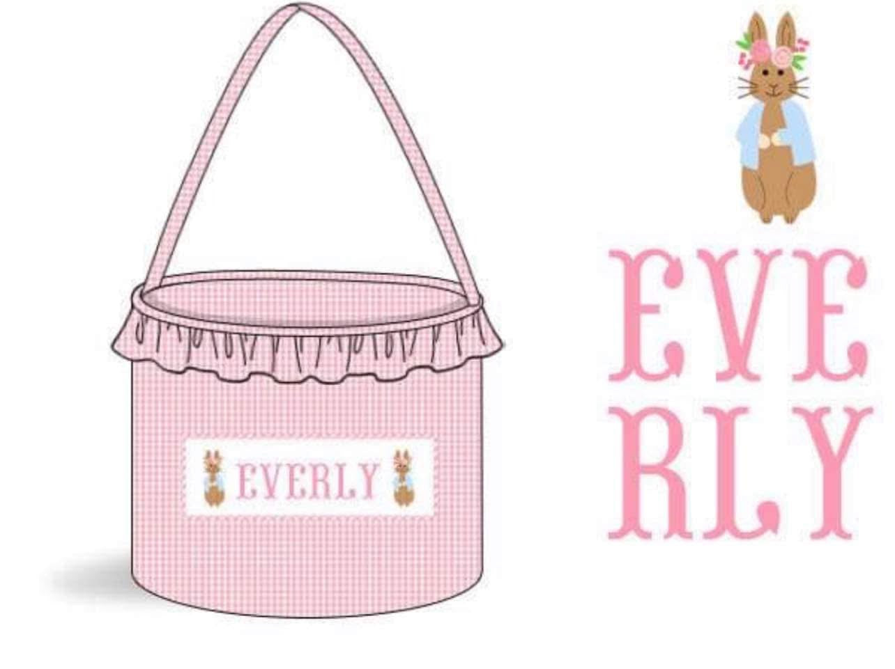 Pre Order 148: Easter Baskets- Pink Bunny Smock