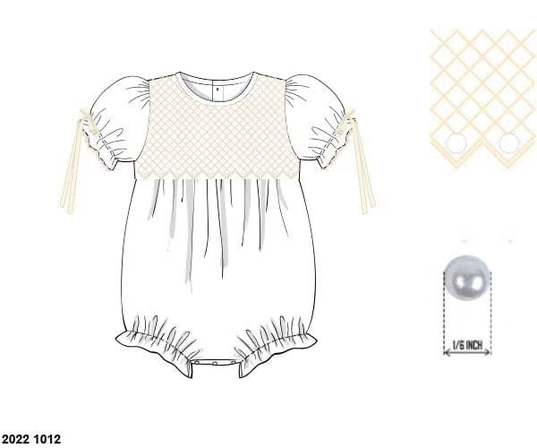 Pre Order 148: Hattie Heirloom- Girls Geometric Smocked Woven Bubble