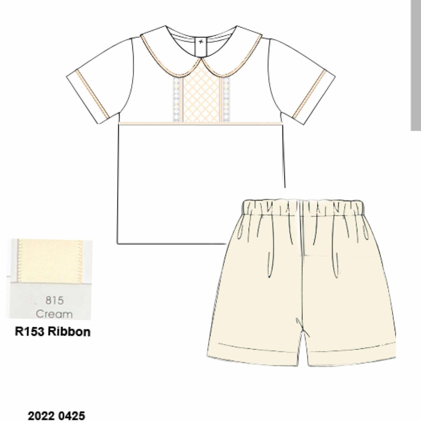 Pre Order 148: Hattie Heirloom- Boys Geometric Smocked Woven Short Set