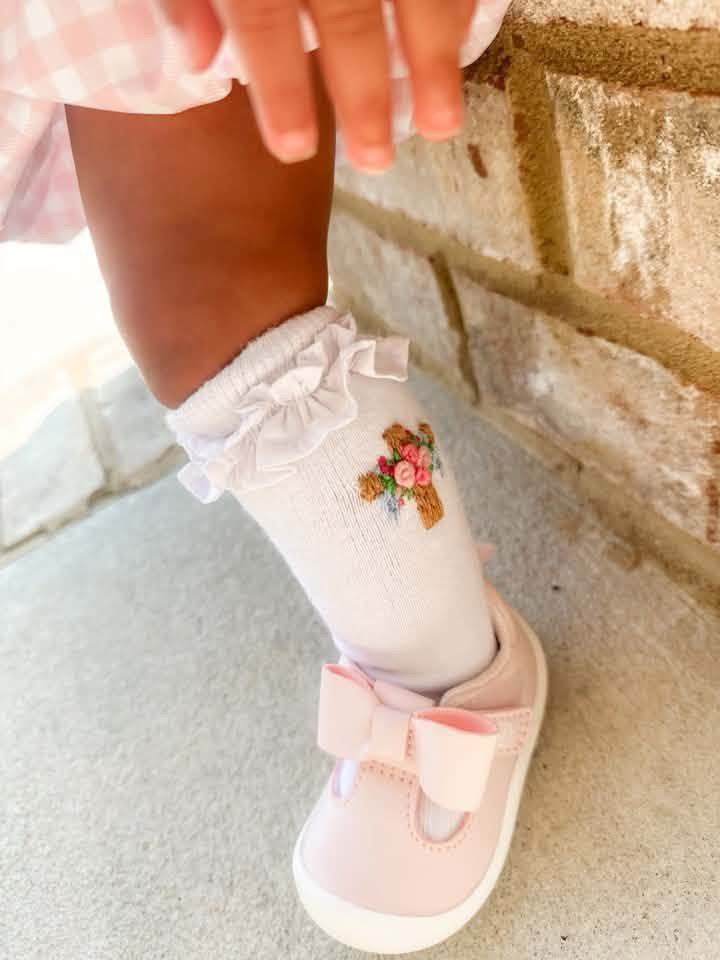 Pre Order 148: Cross Name Smocks- Girls Socks