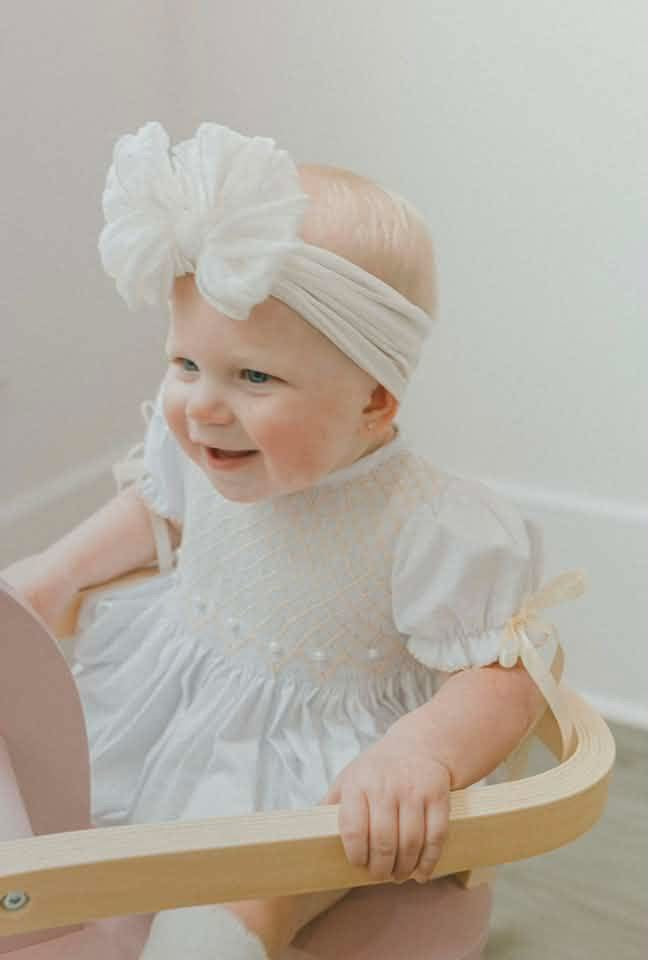 Pre Order 148: Hattie Heirloom- Girls Geometric Smocked Woven Bubble