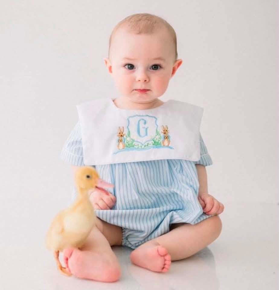 Pre Order 148: Bunny Crest- Boys Woven Bubble