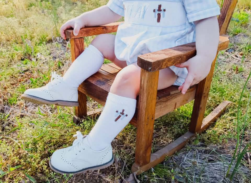 Pre Order 148: Cross Name Smocks- Boys Socks