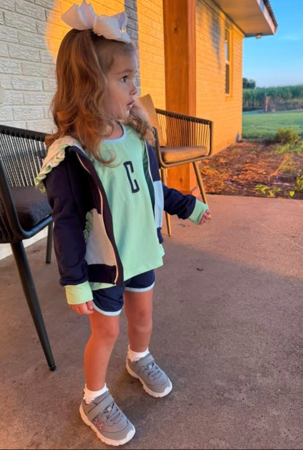 RTS: 3pc Knit Jacket Sets- Girls Navy, Blue & Light Green (No Monogram)
