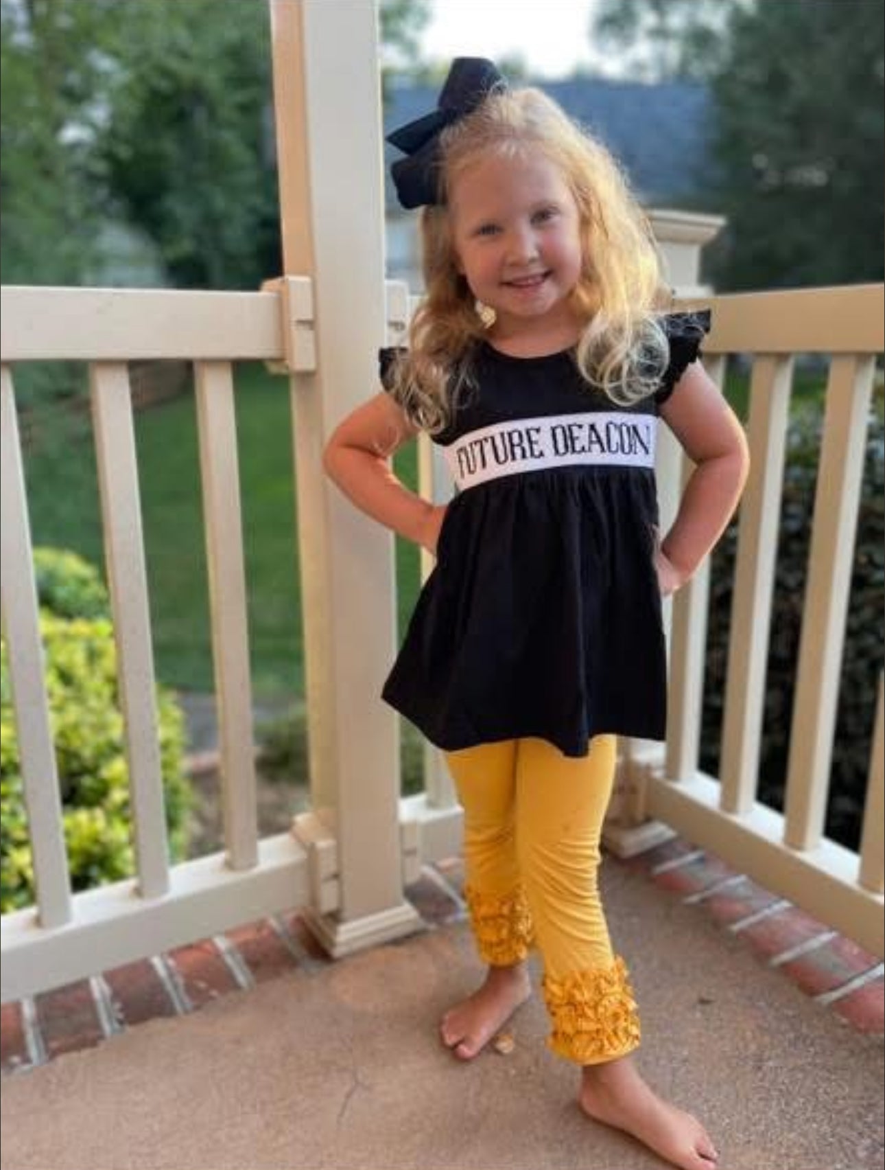 Pre Order 140: Custom Name Smocks- Girls Black Knit Shirt