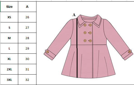 Mom Pea Coat Size Chart