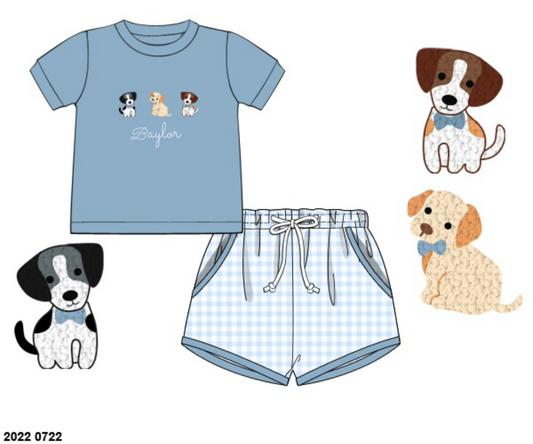 Customer Choice Pre Order 1: Boys French Knot Puppies Shortie Set