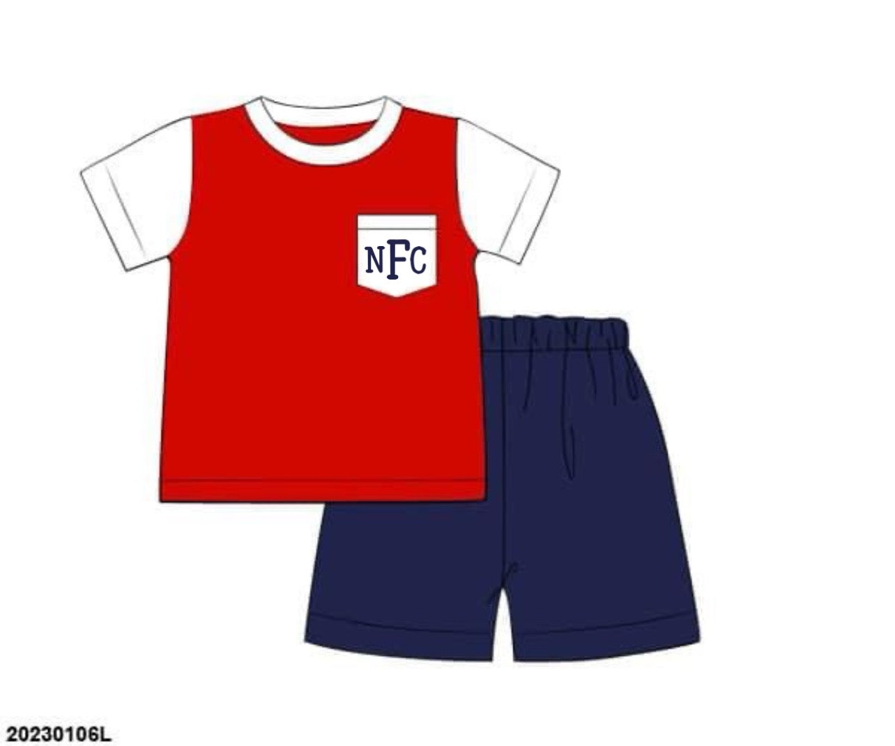 RTS: RWB Colorblock Collection- Boys Knit Traditional Short Set- Monogram "NFC"