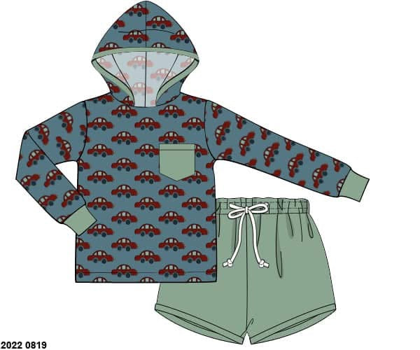 RTS: Boys Only- Car Knit Shortie Set