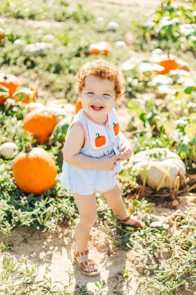 RTS: Simple Pumpkins- Boys Smocked Knit Bubble