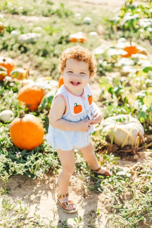 RTS: Simple Pumpkins- Boys Smocked Knit Bubble