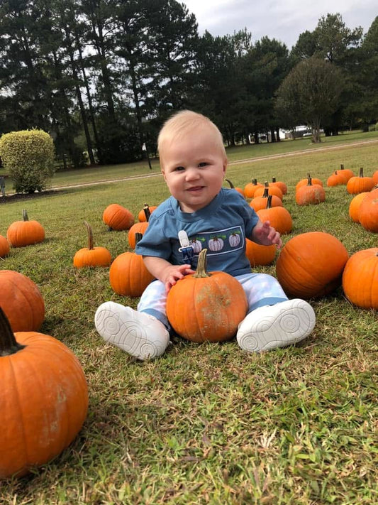 Pre Order 141: White Pumpkins- Boys Smocked Shirt