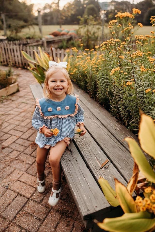 Pre Order 141: Bullion Pumpkins- Girls Knit Bloomer Set