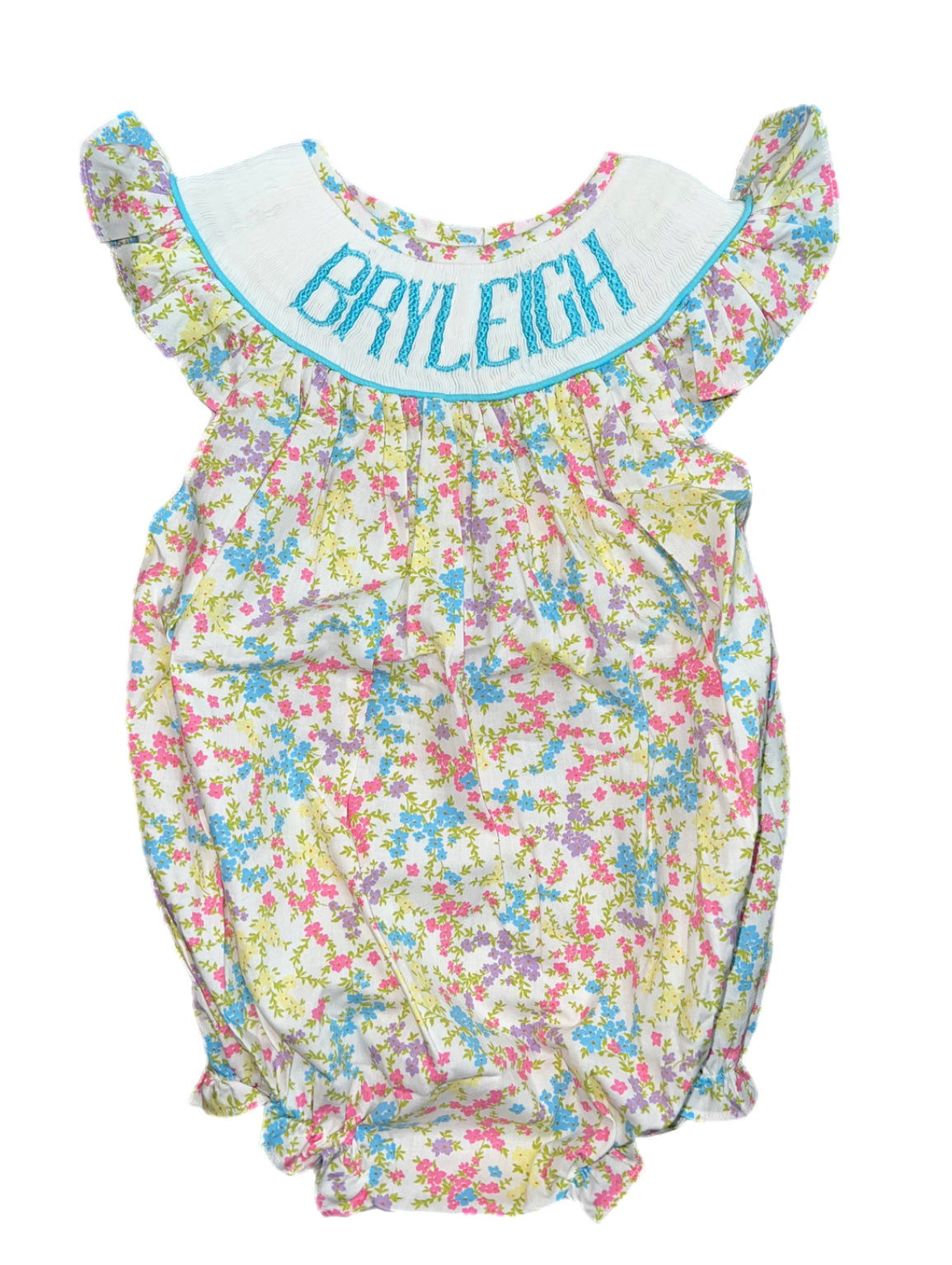 RTS: Name Smock Collection- Floral & Gingham- Girls Woven Bubble "Bryleigh"