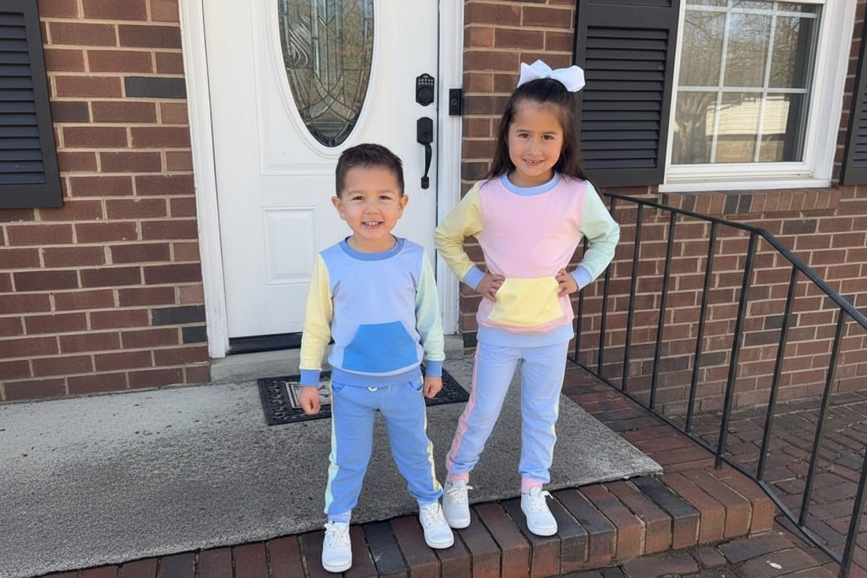 RTS: Winter Colorblock- Girls Knit Jogger Set