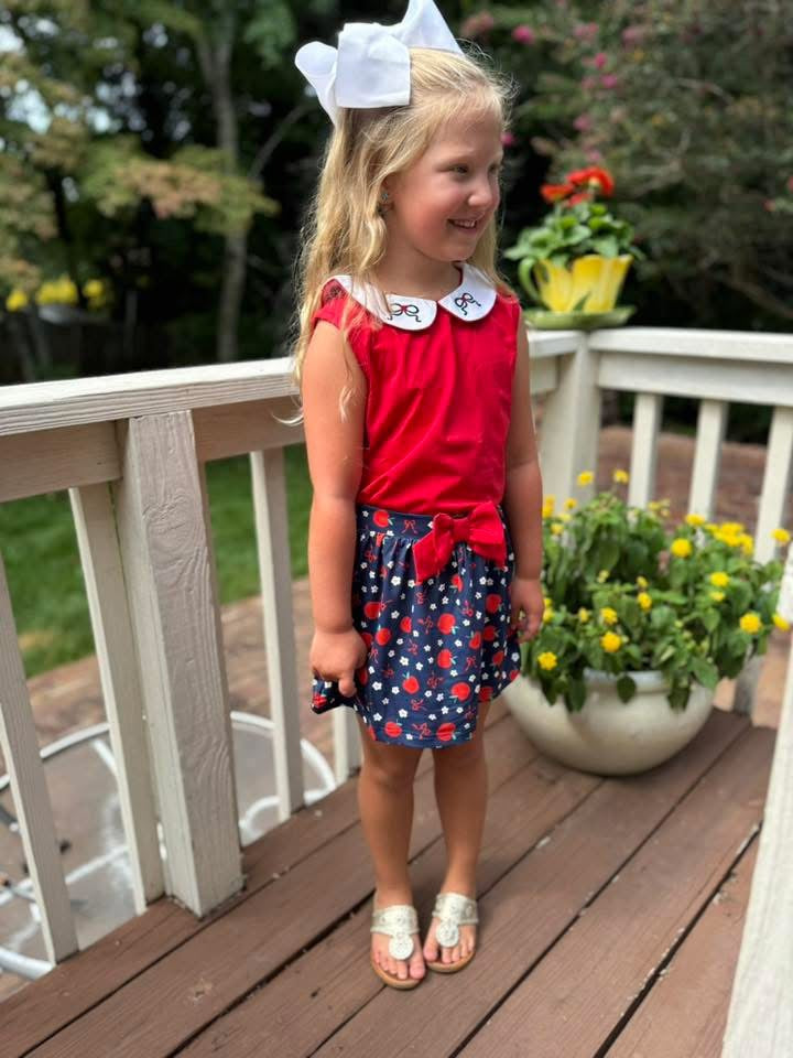 RTS: Lae Lae's Apples- Girls Knit Skort Set