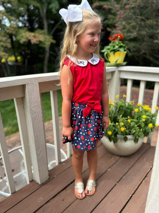 RTS: Lae Lae's Apples- Girls Knit Skort Set