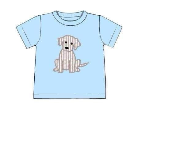 Pre Order 149: Spring Puppy- Blue Shirt