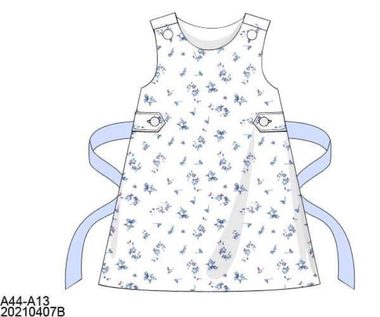 RTS: DEFECT-Girls Only- Dainty Blue Floral Dress