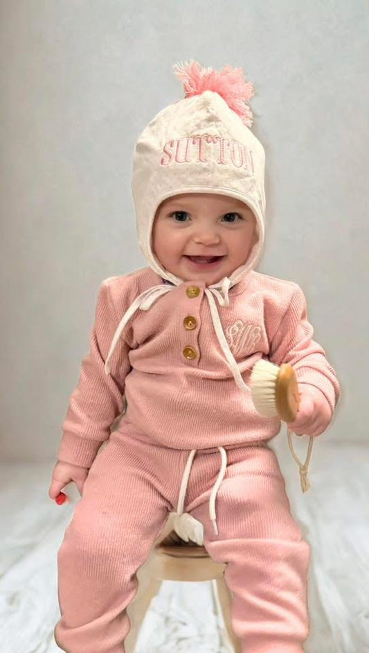 RTS: Comfy Cozy Joggers- Adult/Mini Pink Sweater Jogger Set (Without Monogram)