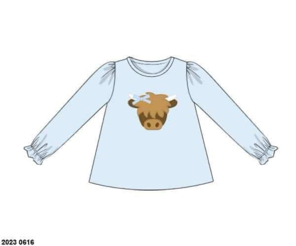RTS: Highlands Cow- Girls Knit Shirt (No Monogram)