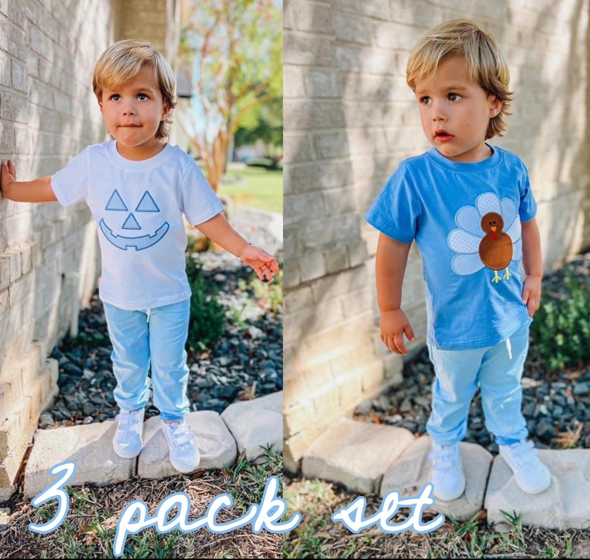RTS: Reversible Jack O' Lantern/Turkey- Boys 3pc Jogger Set