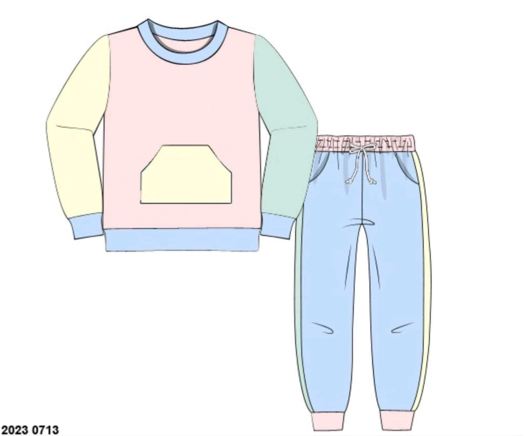 RTS: Winter Colorblock- Girls Knit Jogger Set (No Monogram)