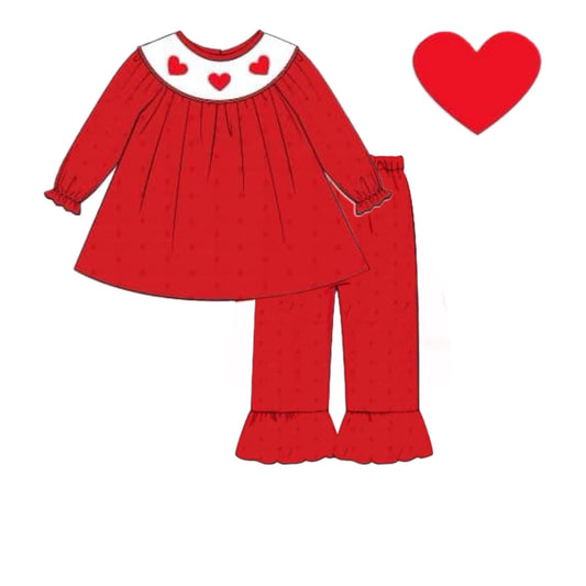 RTS: Be Mine- Girls Swiss Dot Pant Set