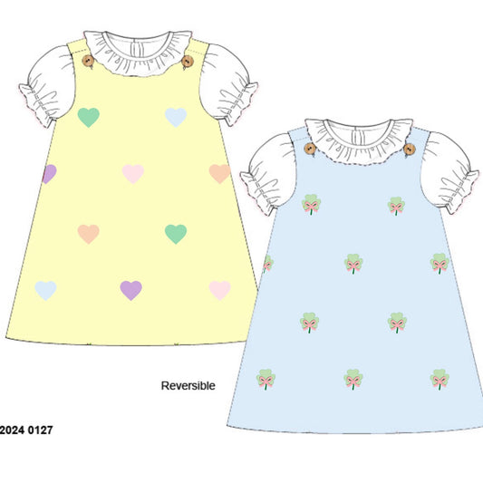 RTS: Lucky Love- Girls Knit 2pc Reversible Dress