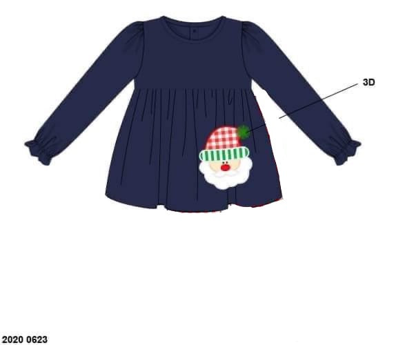RTS: Rerun Santa Applique- Girls Knit Shirt
