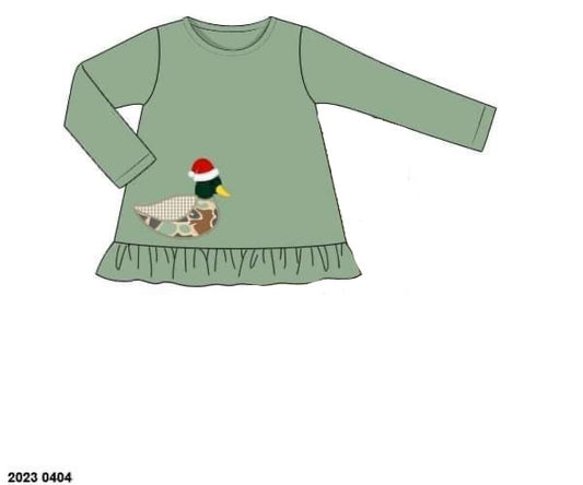 RTS: Camo Santa Duck- Girls Knit Shirt