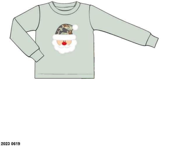 RTS: Shirt Only- Boys Camo White Santa