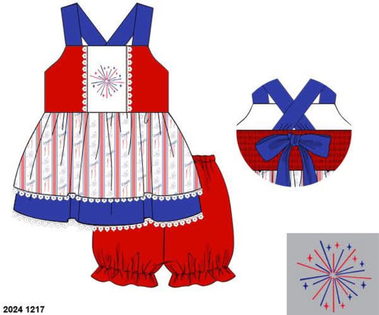 RTS: Liberty Anthem- Girls Knit Bubble Short Set