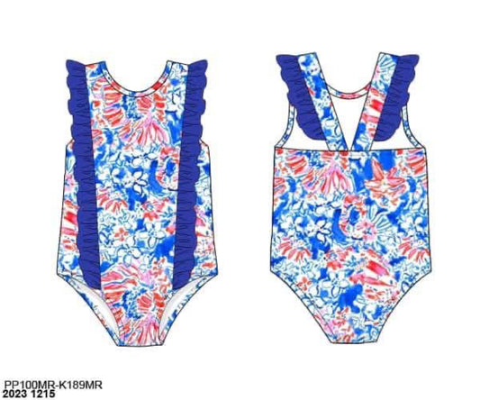 RTS: Seas the Day- Girls 1pc Sleeveless Rash Guard Swim
