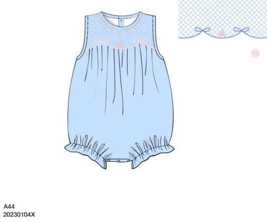 Customer Choice Pre Order 1: Girls Smocked Blue Bow Bubble
