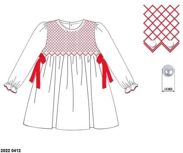 Customer Choice Pre Order 1: Girls Hattie Heirloom Red Smocked Dress