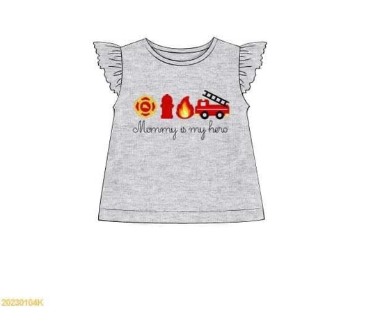 Customer Choice Pre Order 1: Girls "__________ is my hero" Firefighter Shirt.