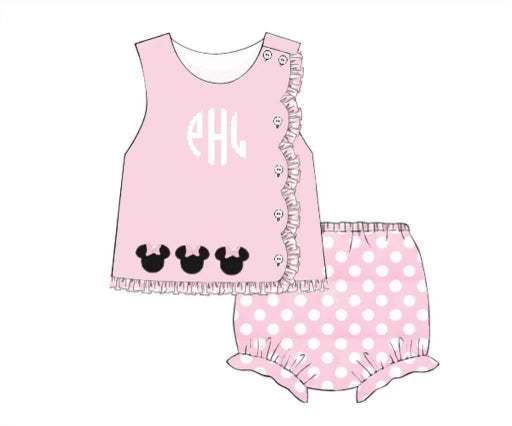 RTS: Throwback Collection- Mouse Head- Girls Knit Diaper Set "PHL"