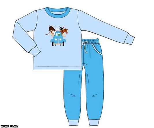 Customer Choice Pre Order 1: Boys Blue Truck Jogger Set