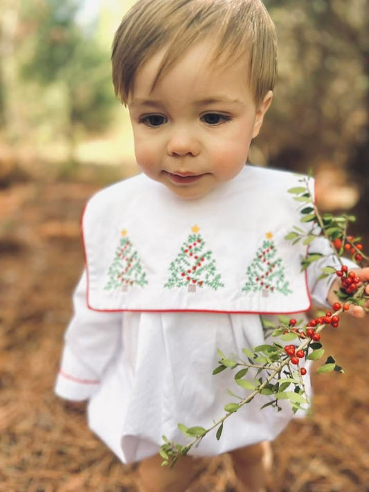 Customer Choice Pre Order 1: Boys Woven Embroidered Christmas Trees Bubble