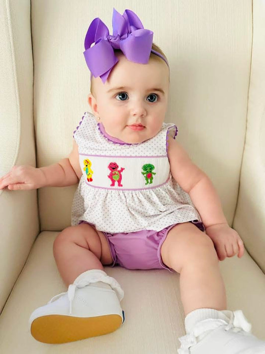 Customer Choice Pre Order 1: Girls Dino Friends Knit Bloomer Set