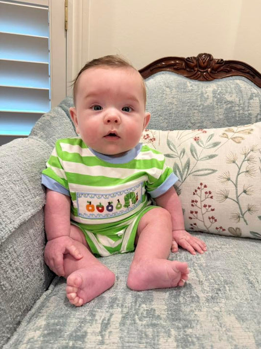 Customer Choice Pre Order 1: Boys Hungry Smocked Romper