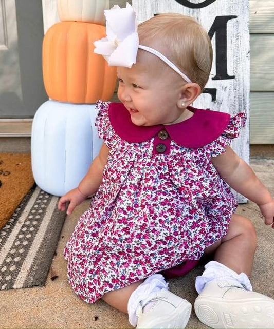 RTS: Plum Floral & Planes- Girls Knit Bloomer Set