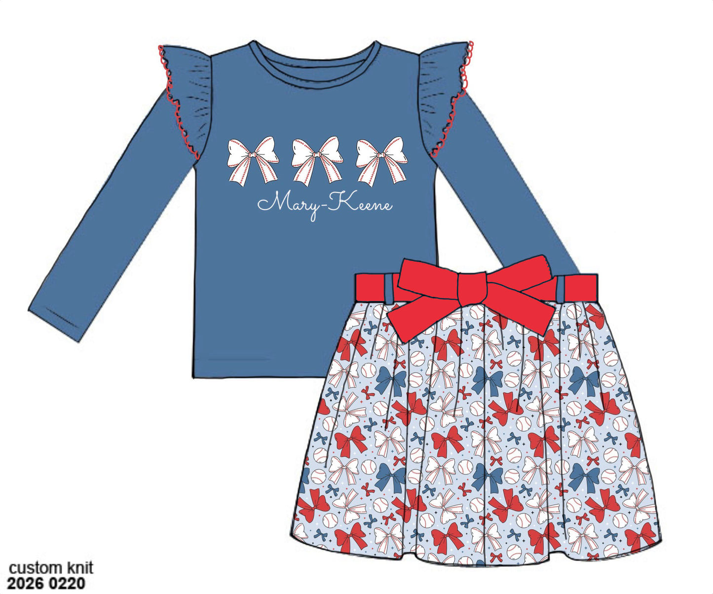 Pre Order 145: Baseball Babes- Girls French Knot Skort