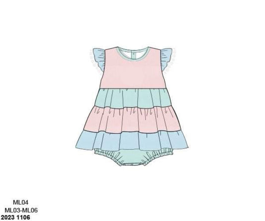 RTS: Muslin- Girls Colorblock Bubble