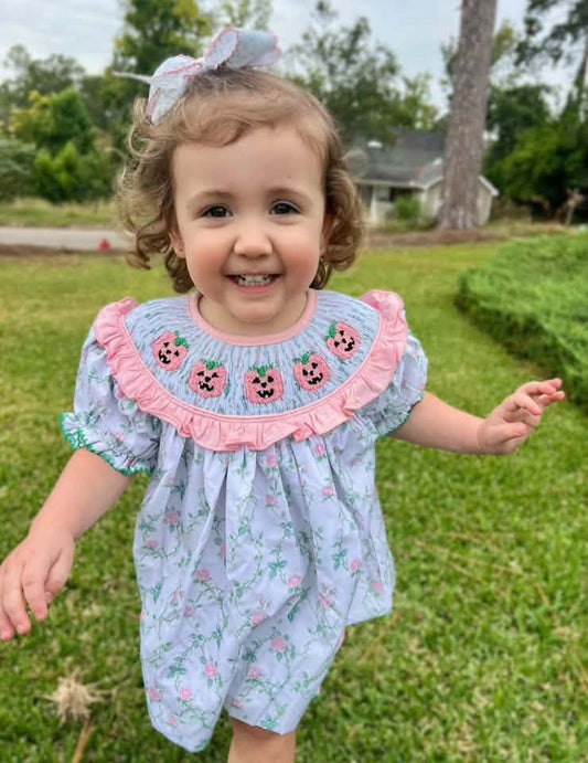 RTS: Prep O' Lanterns- Girls Smocked Bloomer Set