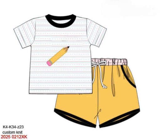 RTS: No. 2 Pencils- Boys Knit Shortie Set