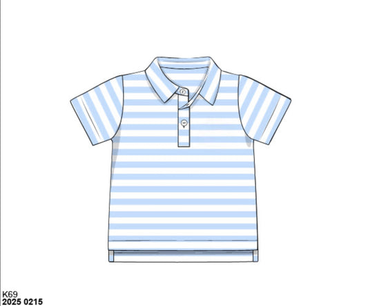 RTS: Boys Formal Mix & Match- Knit Light Blue Stripe Polo